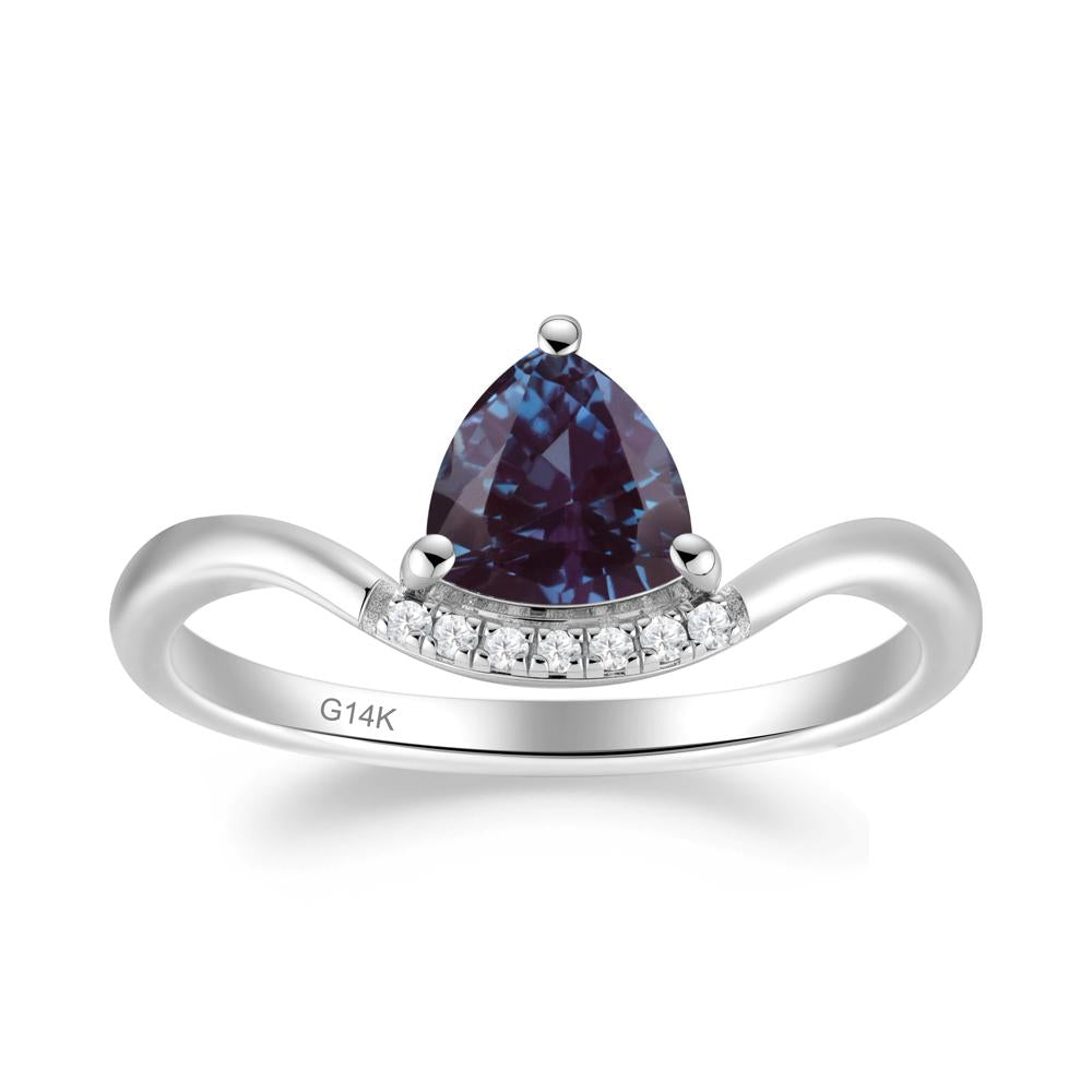 Unique Trilliant Cut Alexandrite Ring - LUO Jewelry #metal_14k white gold