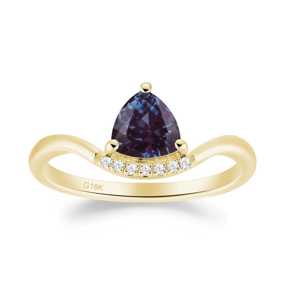 Unique Trilliant Cut Alexandrite Ring - LUO Jewelry #metal_18k yellow gold
