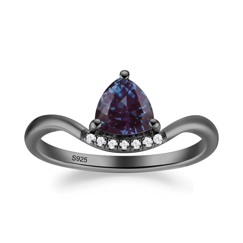 Unique Trilliant Cut Alexandrite Ring - LUO Jewelry #metal_black finish sterling silver
