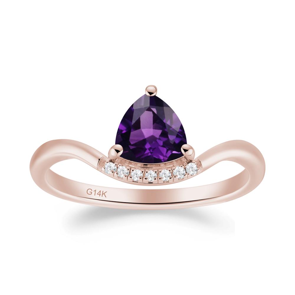 Unique Trilliant Cut Amethyst Ring - LUO Jewelry #metal_14k rose gold