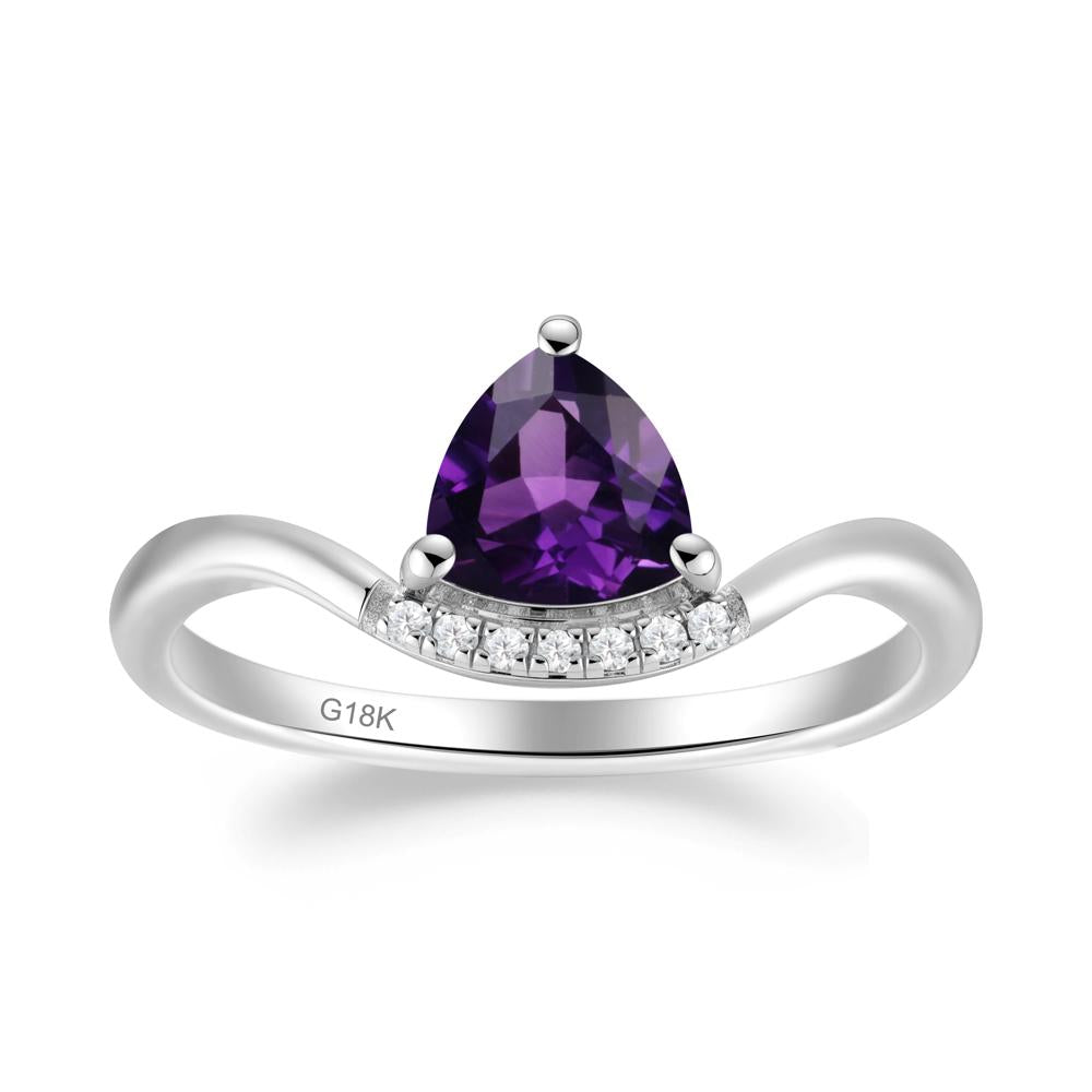Unique Trilliant Cut Amethyst Ring - LUO Jewelry #metal_18k white gold
