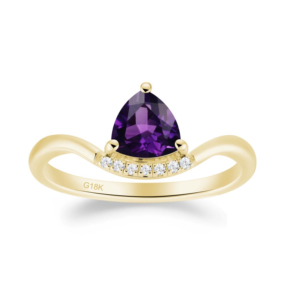 Unique Trilliant Cut Amethyst Ring - LUO Jewelry #metal_18k yellow gold