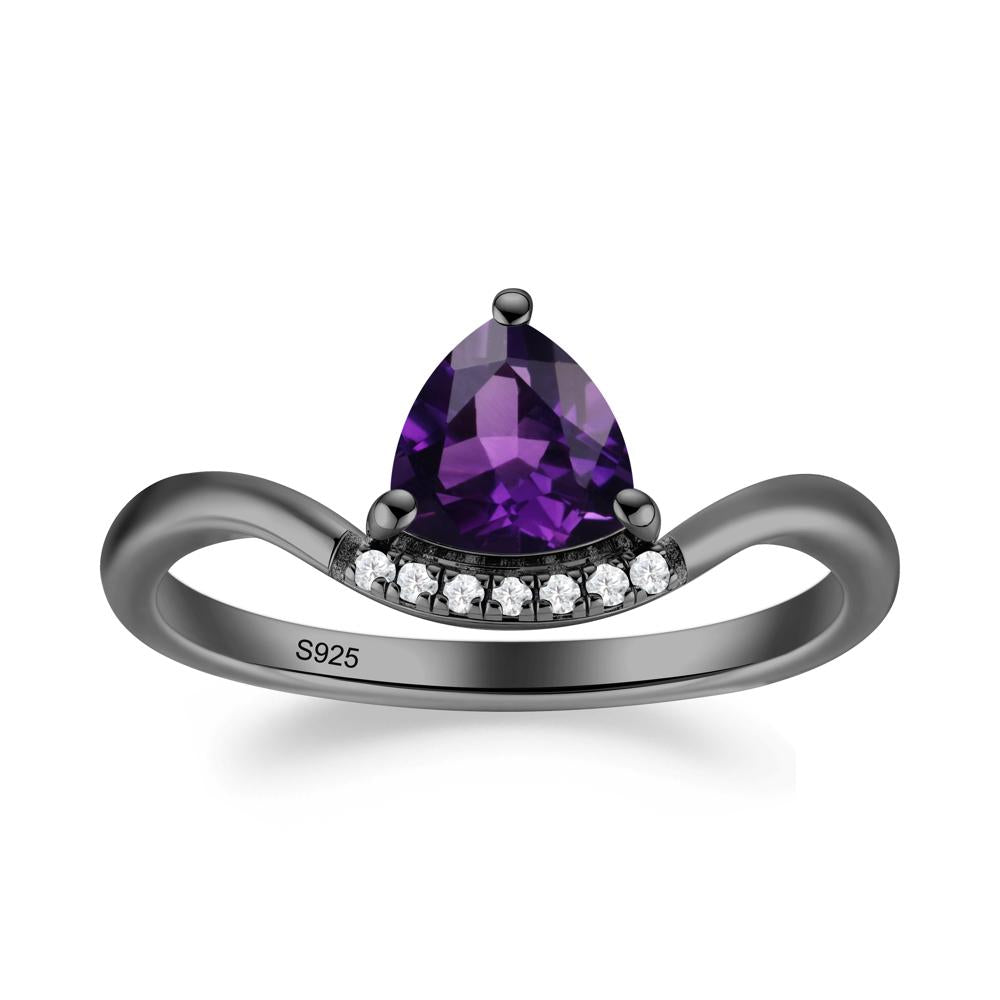 Unique Trilliant Cut Amethyst Ring - LUO Jewelry #metal_black finish sterling silver