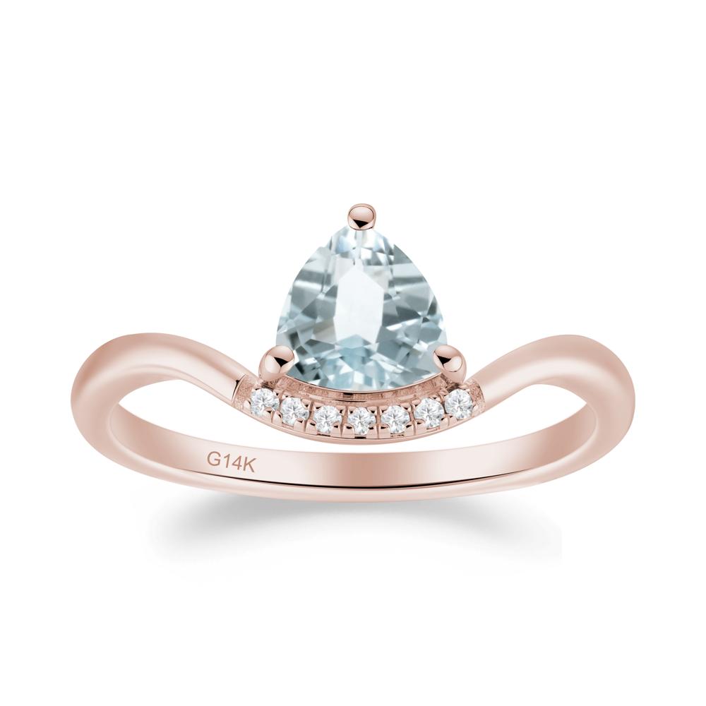 Unique Trilliant Cut Aquamarine Ring - LUO Jewelry #metal_14k rose gold