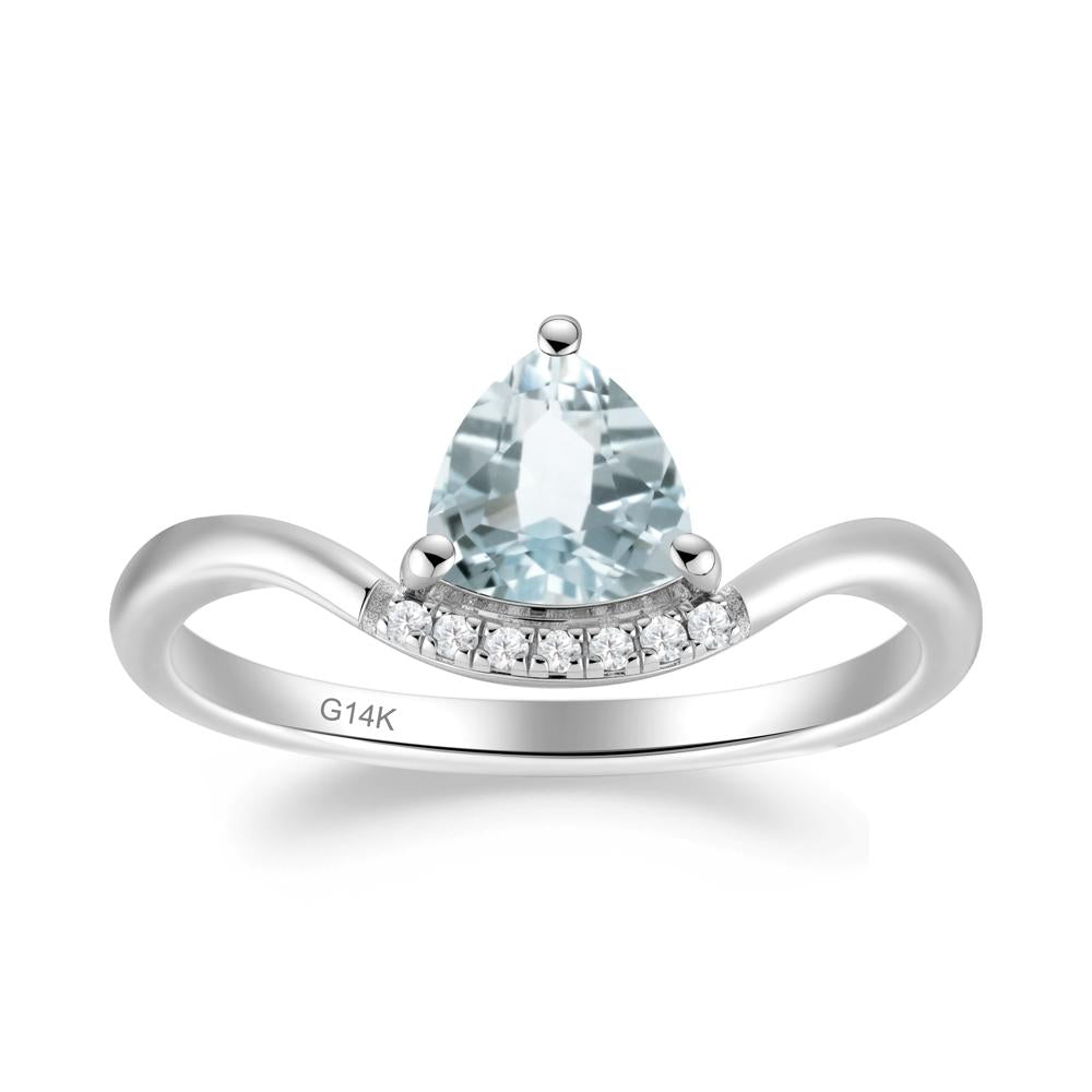 Unique Trilliant Cut Aquamarine Ring - LUO Jewelry #metal_14k white gold
