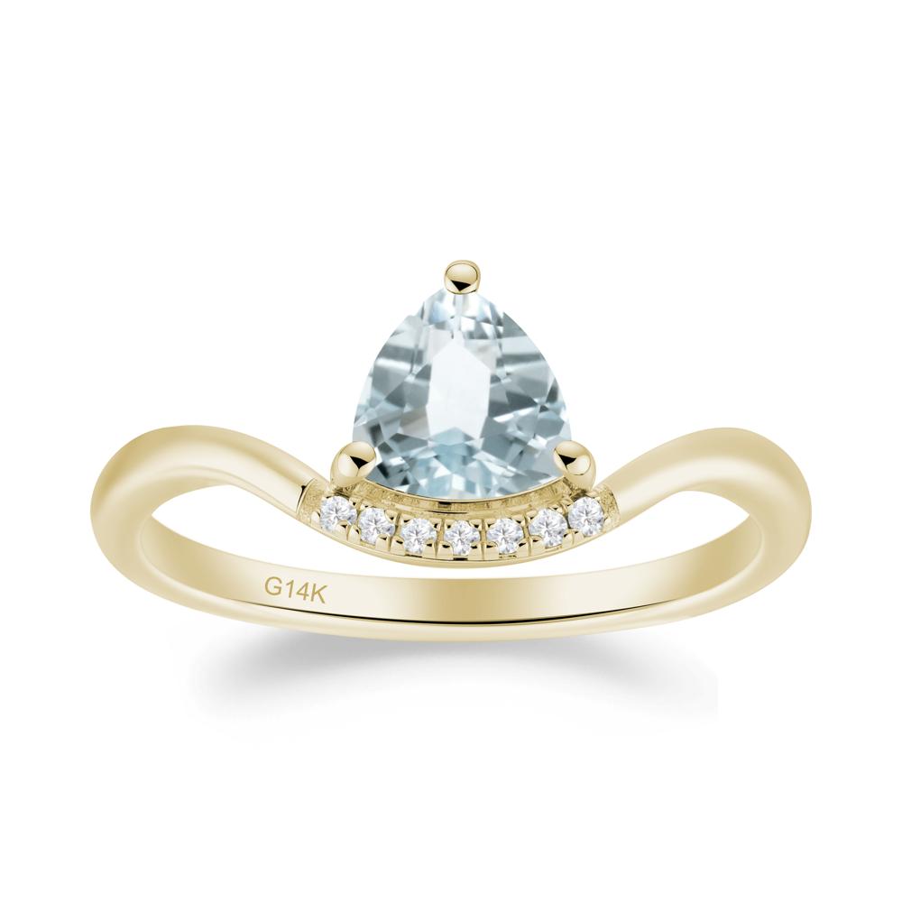 Unique Trilliant Cut Aquamarine Ring - LUO Jewelry #metal_14k yellow gold