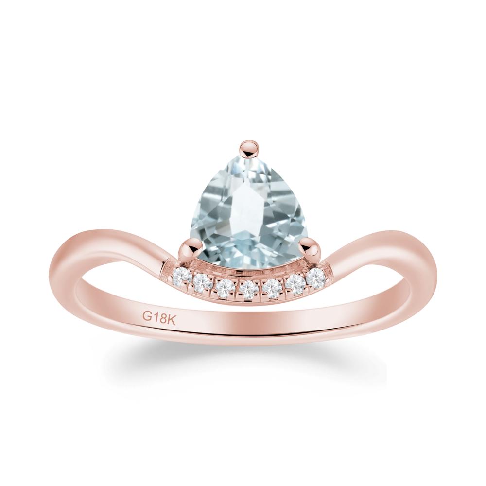 Unique Trilliant Cut Aquamarine Ring - LUO Jewelry #metal_18k rose gold