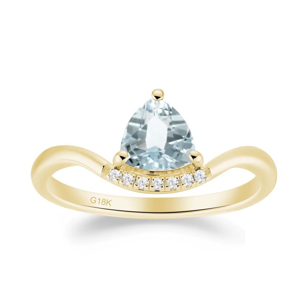 Unique Trilliant Cut Aquamarine Ring - LUO Jewelry #metal_18k yellow gold