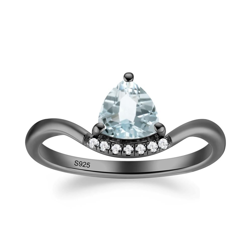 Unique Trilliant Cut Aquamarine Ring - LUO Jewelry #metal_black finish sterling silver
