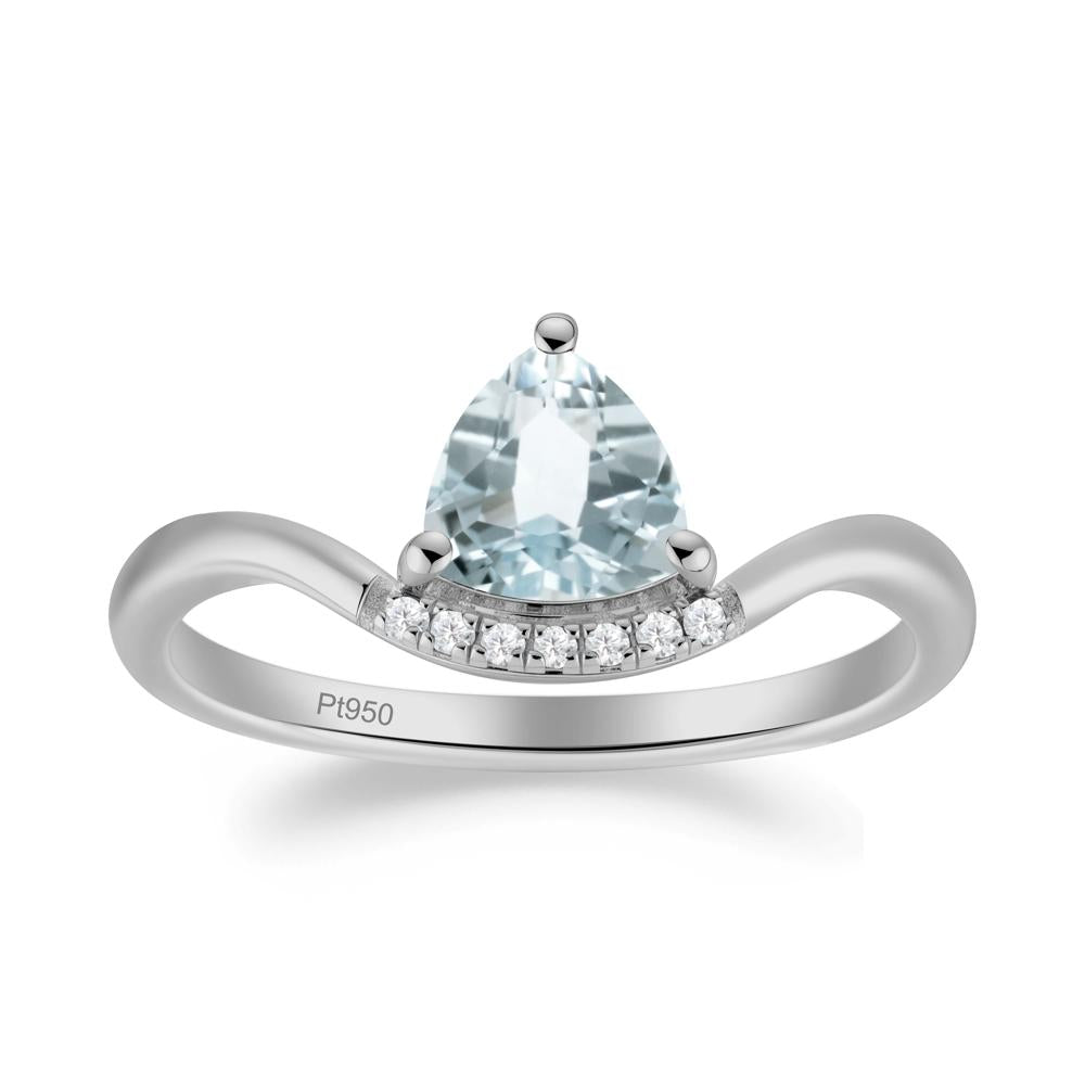 Unique Trilliant Cut Aquamarine Ring - LUO Jewelry #metal_platinum