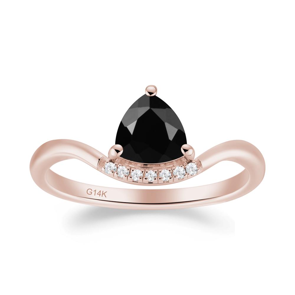 Unique Trilliant Cut Black Spinel Ring - LUO Jewelry #metal_14k rose gold
