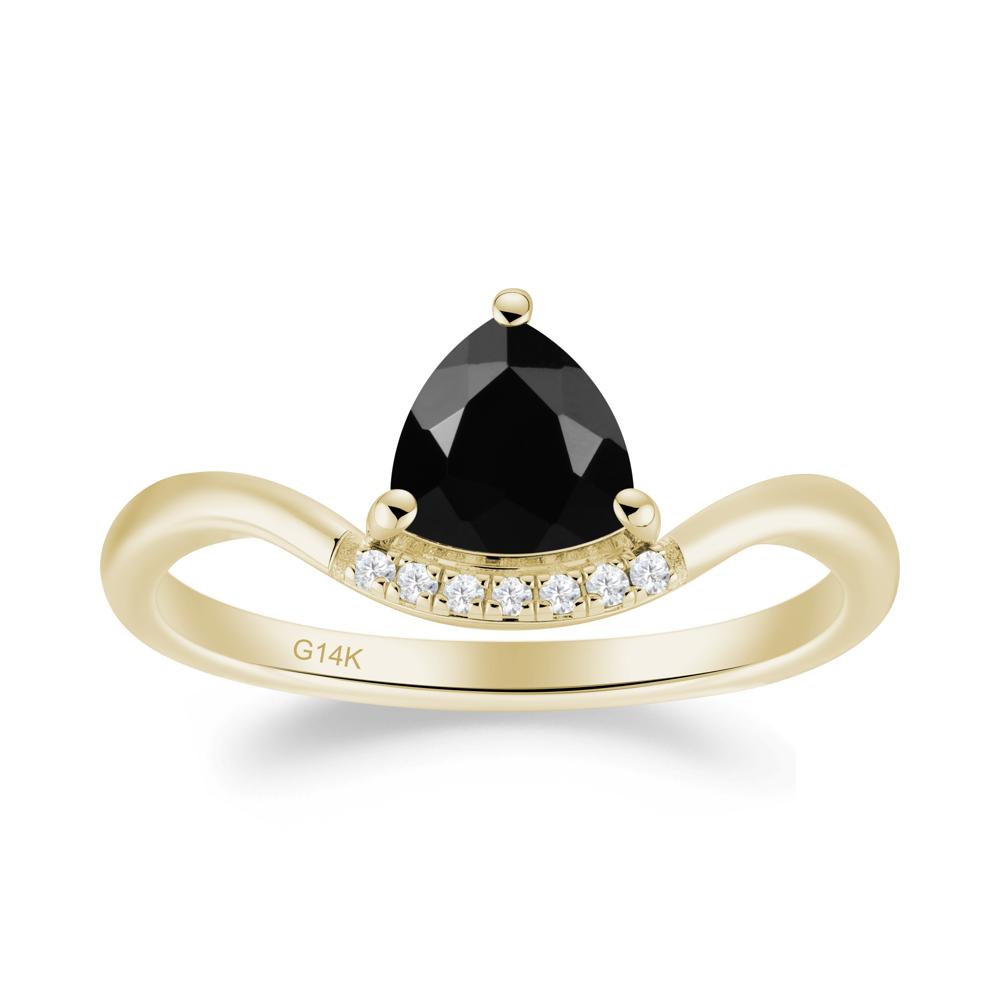 Unique Trilliant Cut Black Spinel Ring - LUO Jewelry #metal_14k yellow gold
