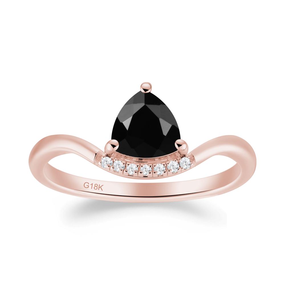 Unique Trilliant Cut Black Spinel Ring - LUO Jewelry #metal_18k rose gold