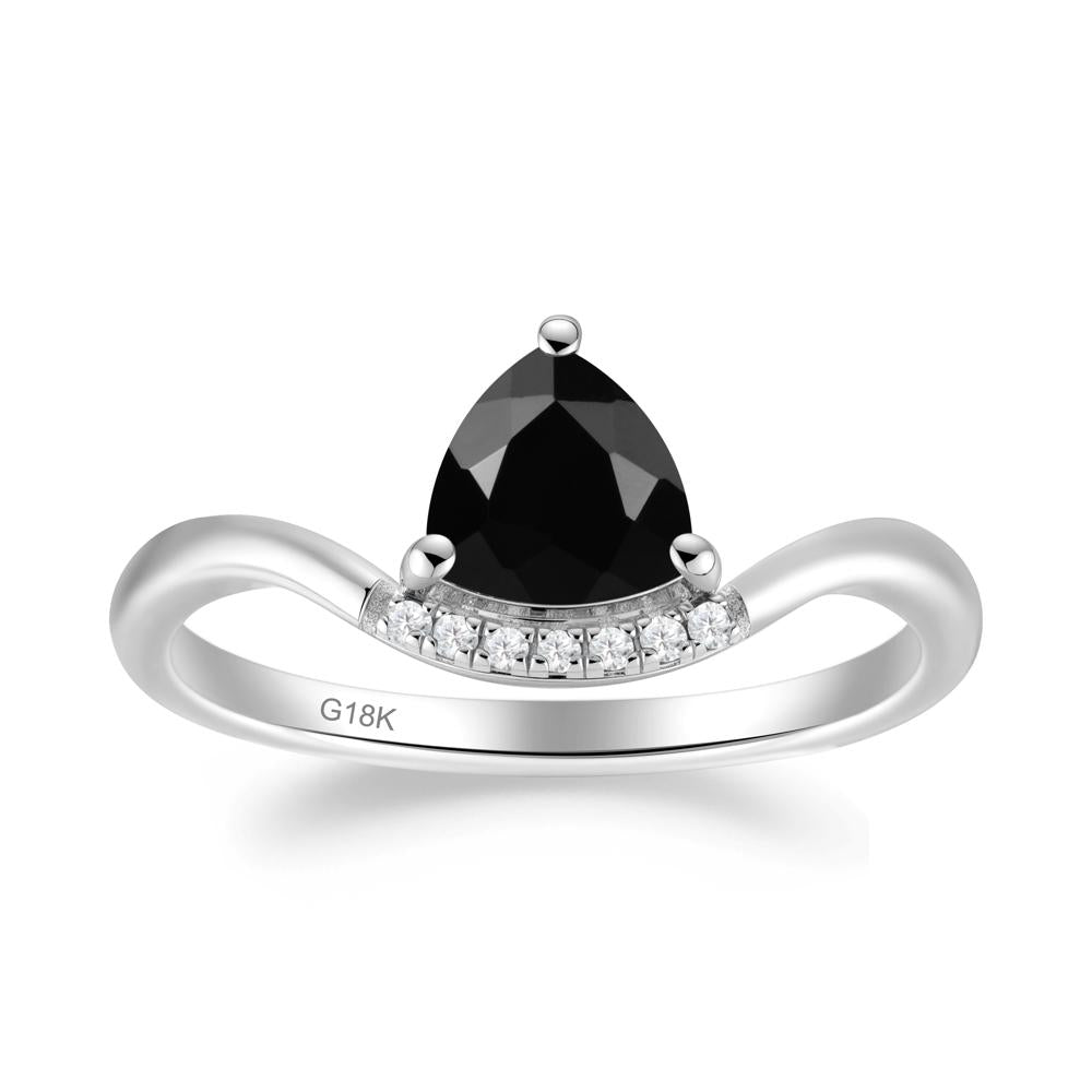Unique Trilliant Cut Black Spinel Ring - LUO Jewelry #metal_18k white gold