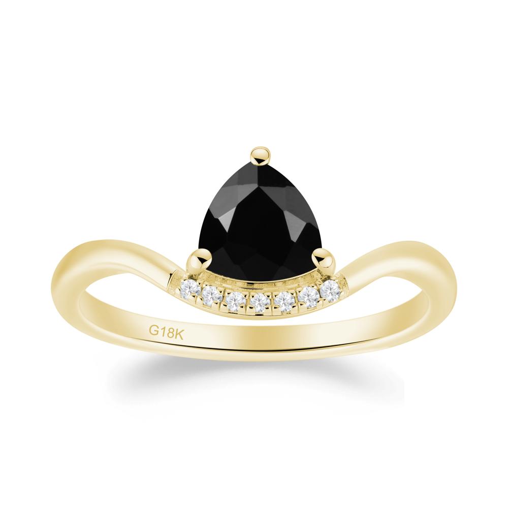 Unique Trilliant Cut Black Spinel Ring - LUO Jewelry #metal_18k yellow gold