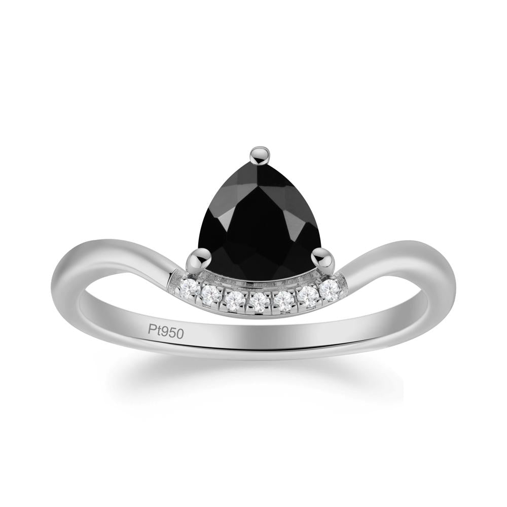 Unique Trilliant Cut Black Spinel Ring - LUO Jewelry #metal_platinum