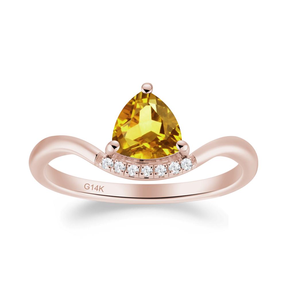 Unique Trilliant Cut Citrine Ring - LUO Jewelry #metal_14k rose gold