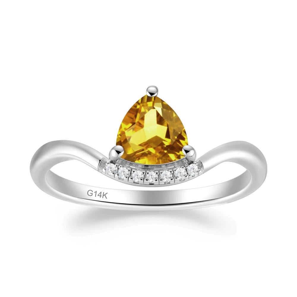 Unique Trilliant Cut Citrine Ring - LUO Jewelry #metal_14k white gold