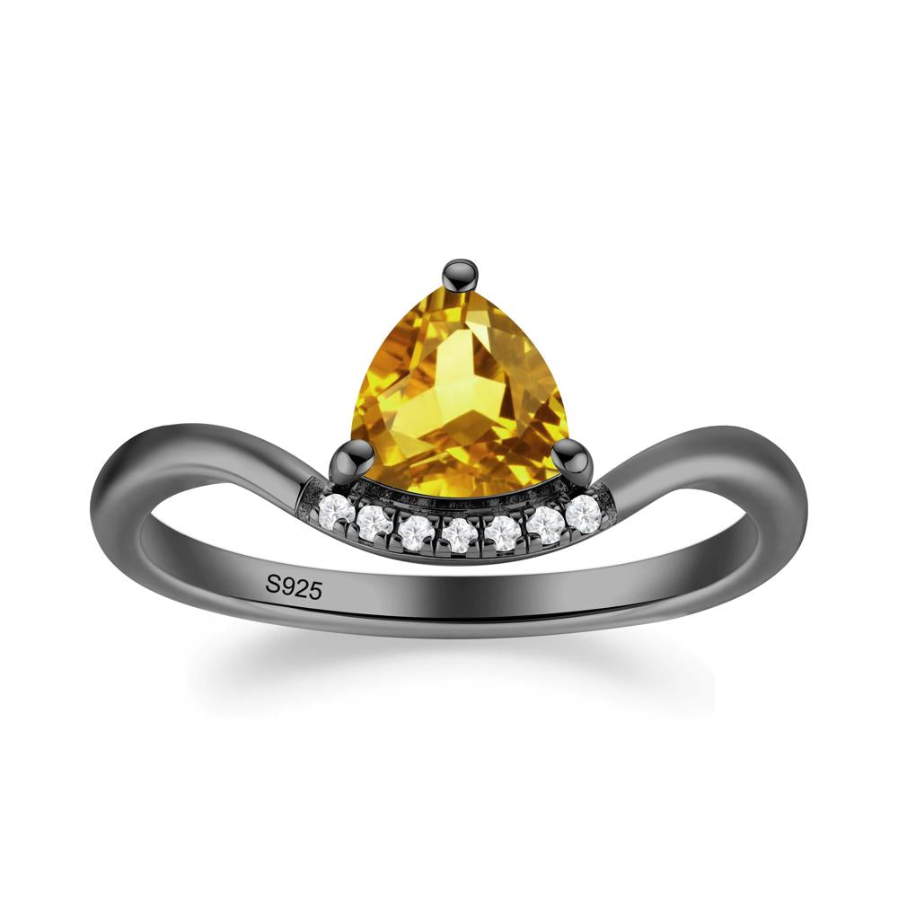 Unique Trilliant Cut Citrine Ring - LUO Jewelry #metal_black finish sterling silver