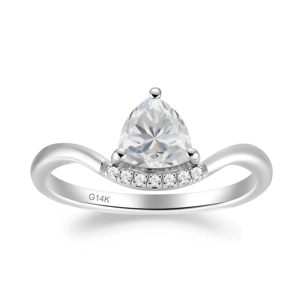 Unique Trilliant Cut Cubic Zirconia Ring - LUO Jewelry #metal_14k white gold
