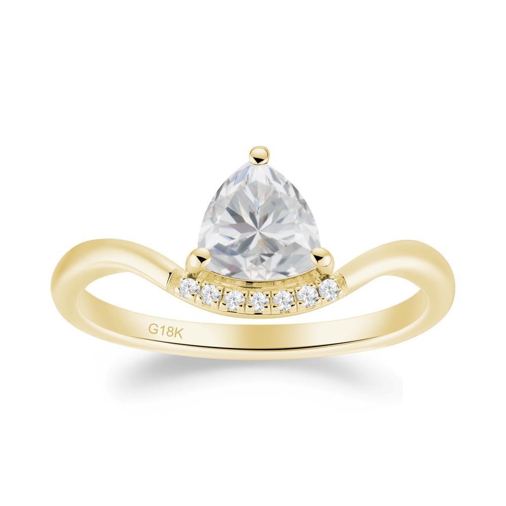 Unique Trilliant Cut Cubic Zirconia Ring - LUO Jewelry #metal_18k yellow gold