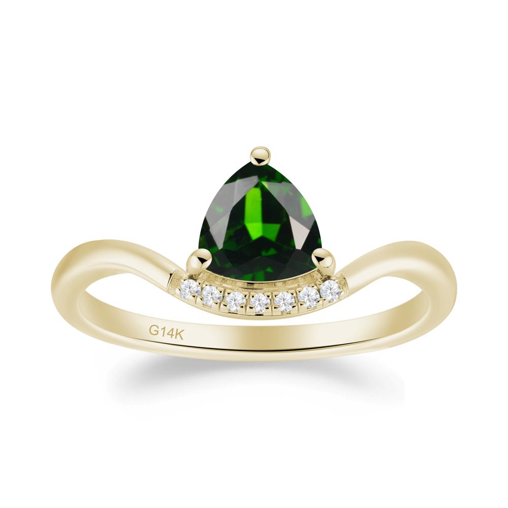 Unique Trilliant Cut Diopside Ring - LUO Jewelry #metal_14k yellow gold