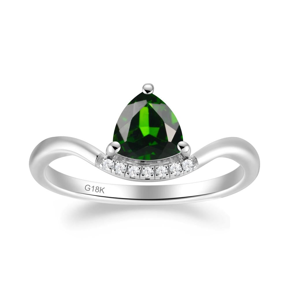 Unique Trilliant Cut Diopside Ring - LUO Jewelry #metal_18k white gold