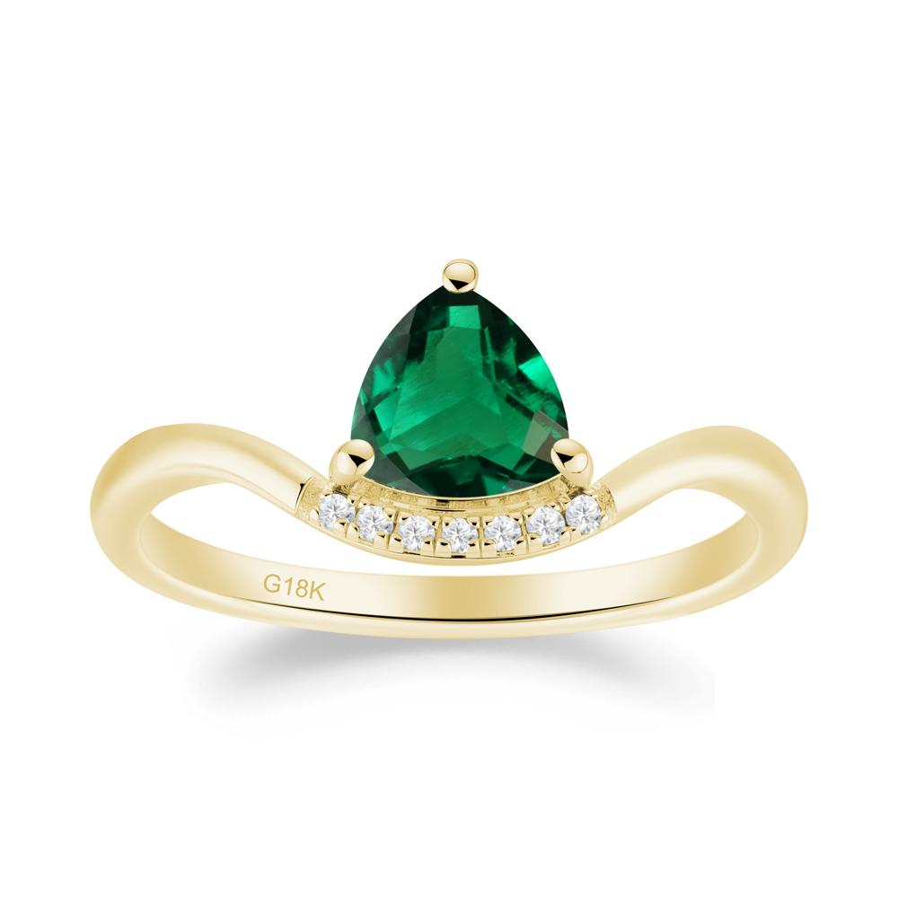 Unique Trilliant Cut Emerald Ring - LUO Jewelry #metal_18k yellow gold