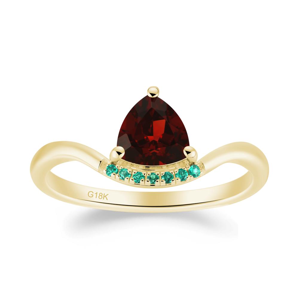Unique Trilliant Cut Garnet and Emerald Ring - LUO Jewelry #metal_18k yellow gold