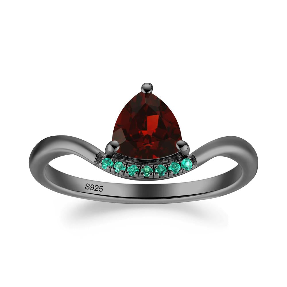 Unique Trilliant Cut Garnet and Emerald Ring - LUO Jewelry #metal_black finish sterling silver