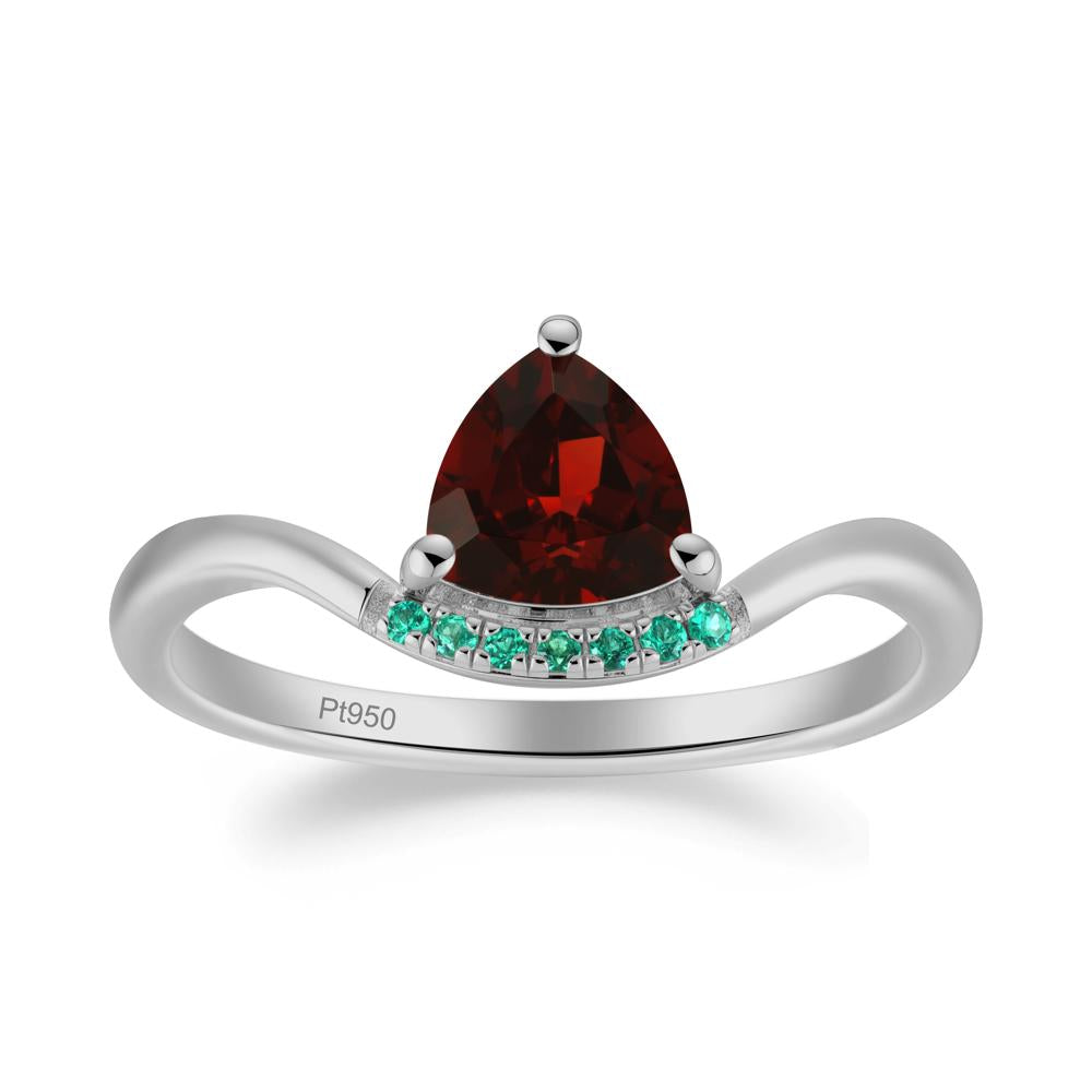 Unique Trilliant Cut Garnet and Emerald Ring - LUO Jewelry #metal_platinum