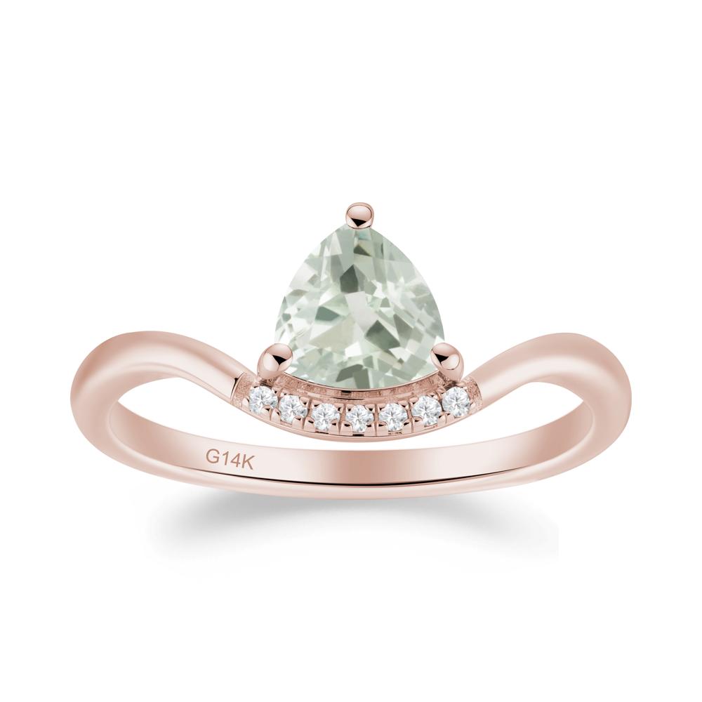 Unique Trilliant Cut Green Amethyst Ring - LUO Jewelry #metal_14k rose gold