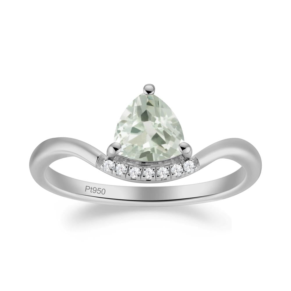 Unique Trilliant Cut Green Amethyst Ring - LUO Jewelry #metal_platinum