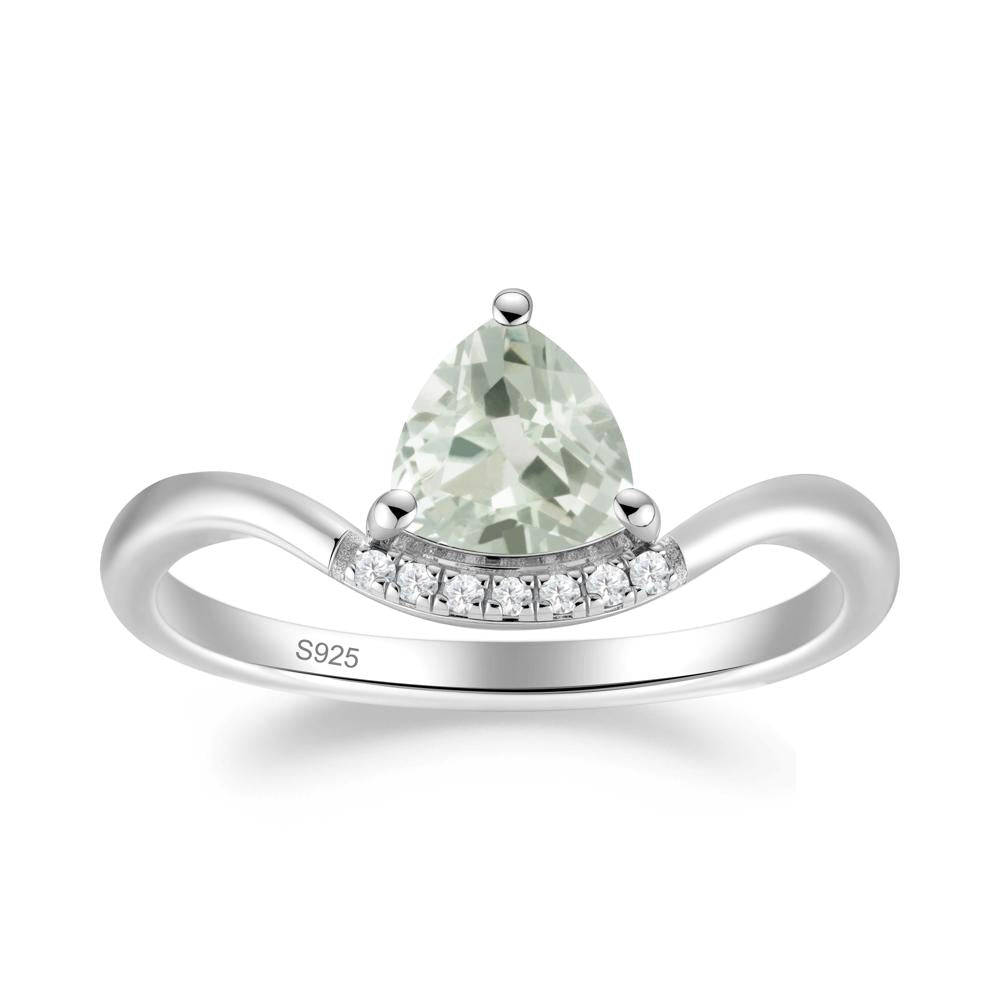 Unique Trilliant Cut Green Amethyst Ring - LUO Jewelry #metal_sterling silver