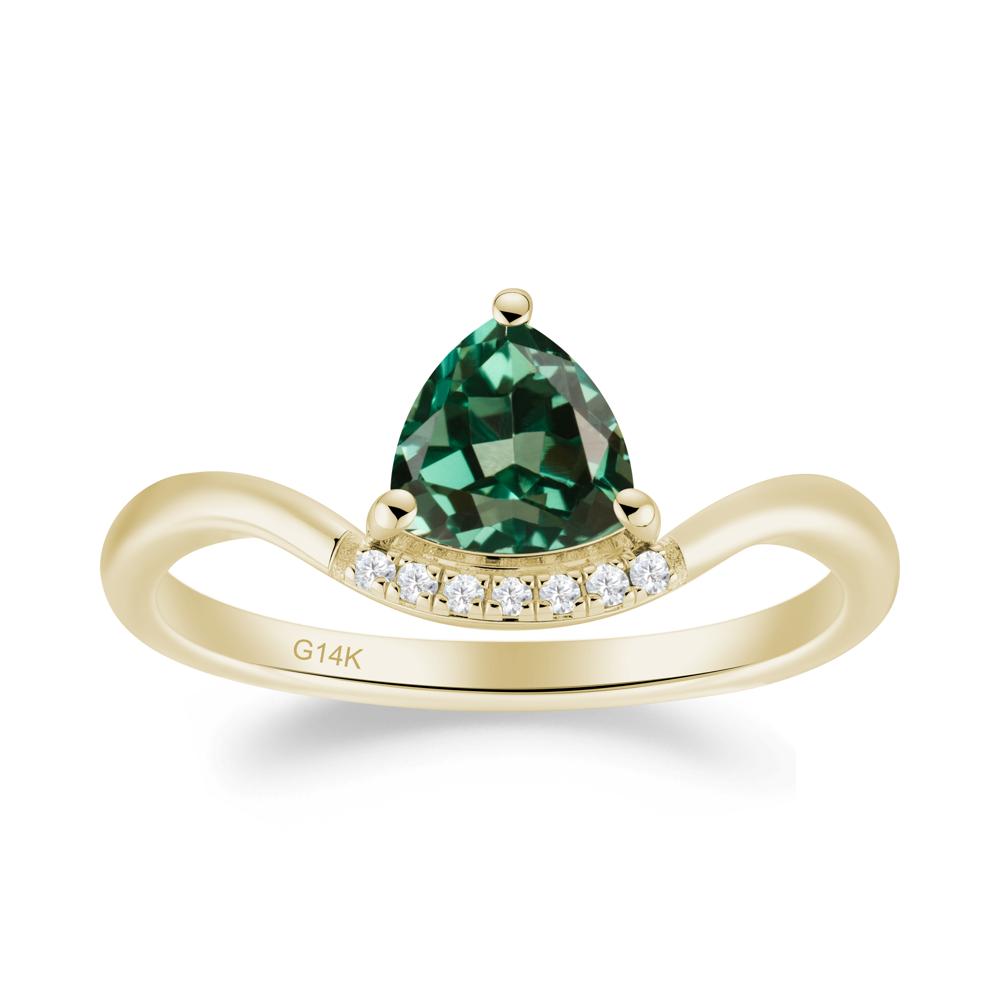 Unique Trilliant Cut Green Sapphire Ring - LUO Jewelry #metal_14k yellow gold