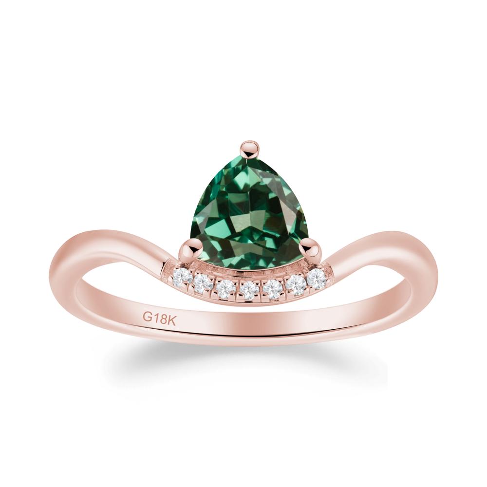 Unique Trilliant Cut Green Sapphire Ring - LUO Jewelry #metal_18k rose gold
