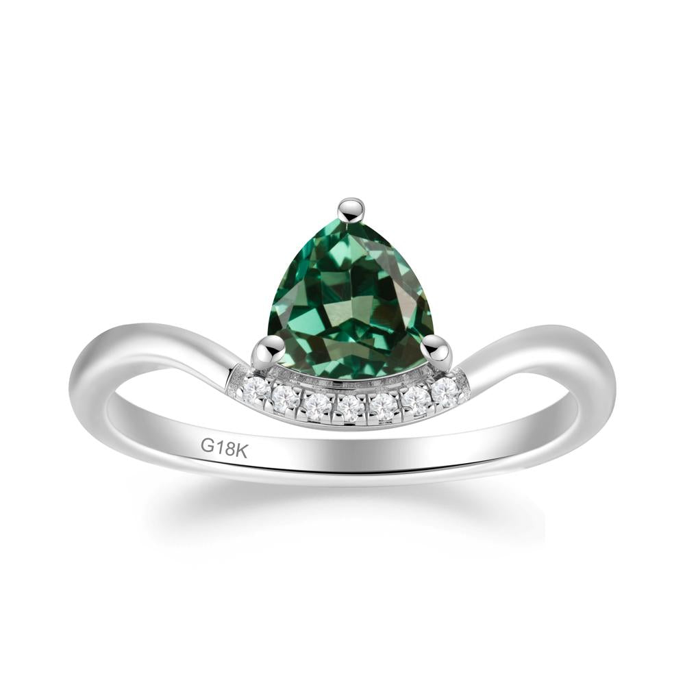 Unique Trilliant Cut Green Sapphire Ring - LUO Jewelry #metal_18k white gold