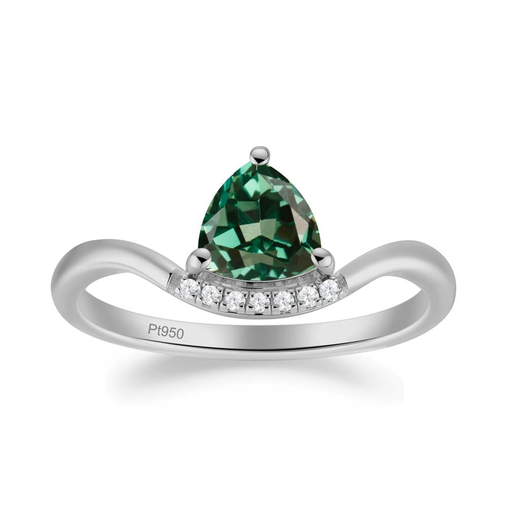 Unique Trilliant Cut Green Sapphire Ring - LUO Jewelry #metal_platinum