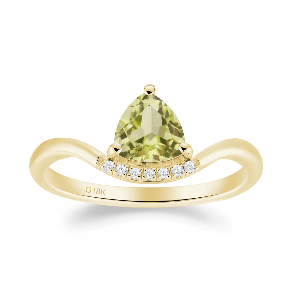 Unique Trilliant Cut Lemon Quartz Ring - LUO Jewelry #metal_18k yellow gold