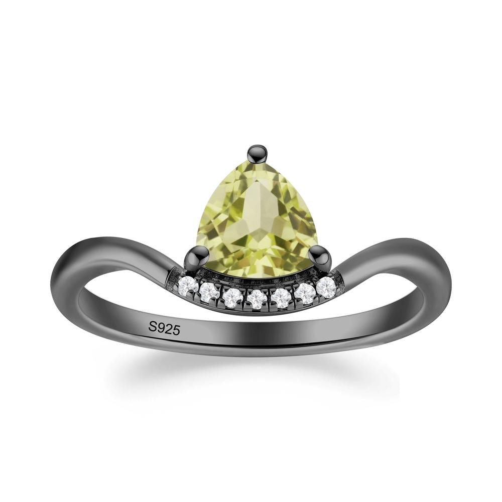 Unique Trilliant Cut Lemon Quartz Ring - LUO Jewelry #metal_black finish sterling silver