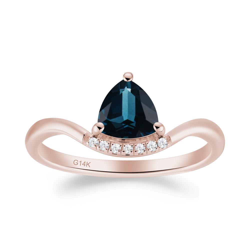 Unique Trilliant Cut London Blue Topaz Ring - LUO Jewelry #metal_14k rose gold