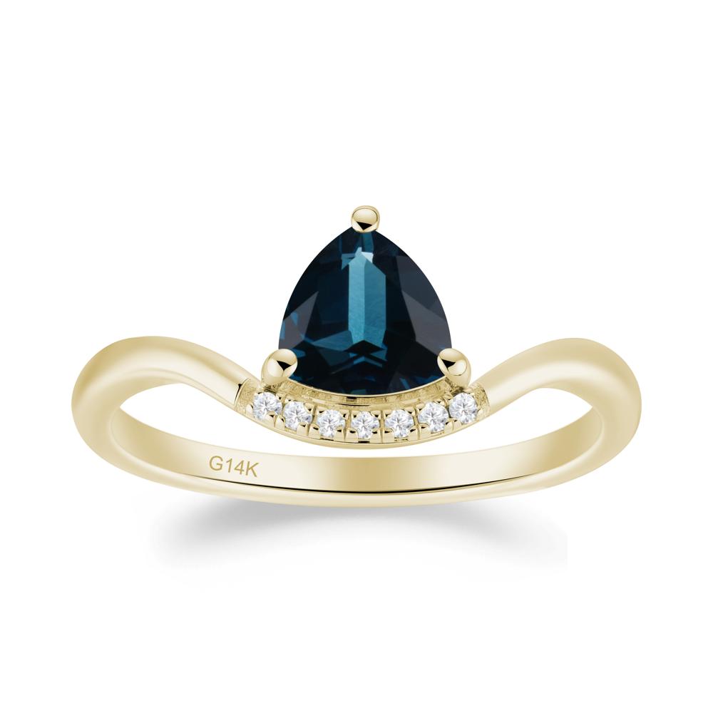 Unique Trilliant Cut London Blue Topaz Ring - LUO Jewelry #metal_14k yellow gold