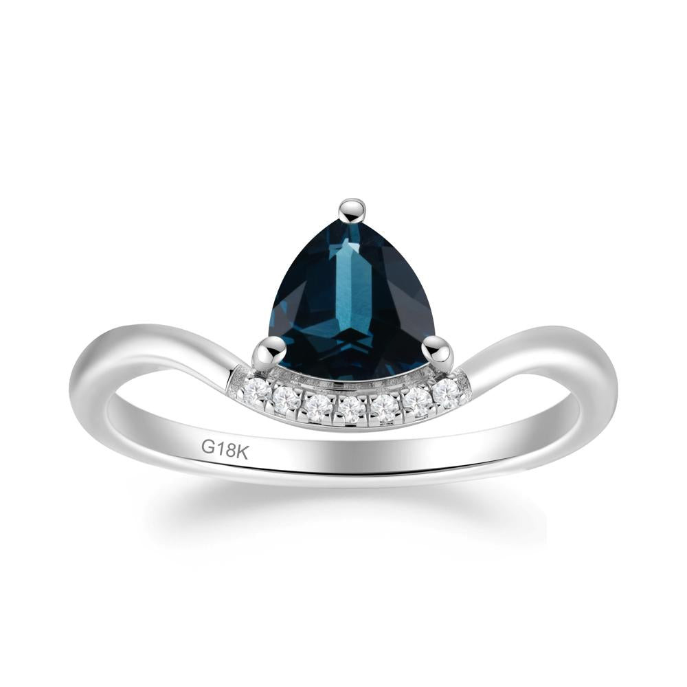 Unique Trilliant Cut London Blue Topaz Ring - LUO Jewelry #metal_18k white gold