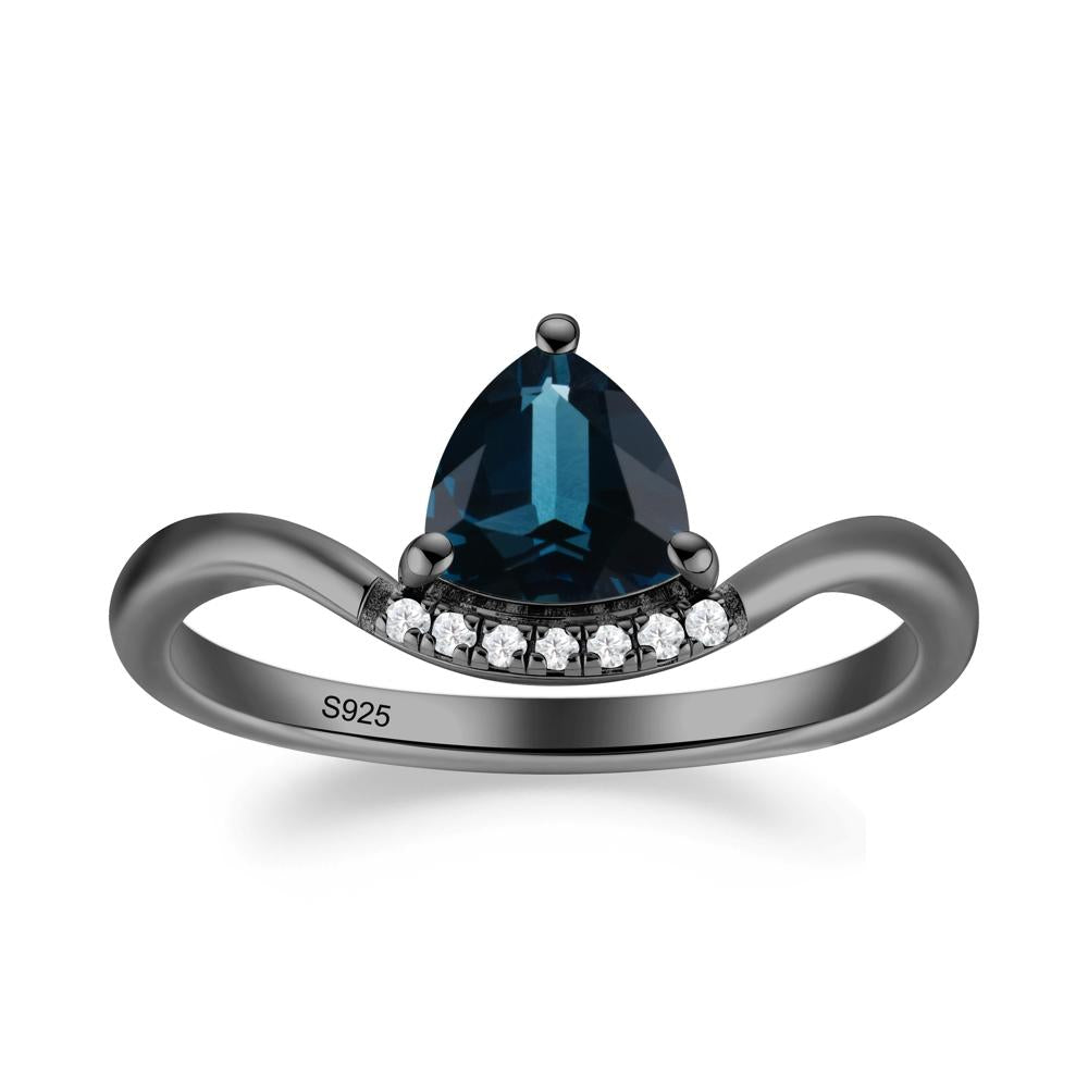 Unique Trilliant Cut London Blue Topaz Ring - LUO Jewelry #metal_black finish sterling silver