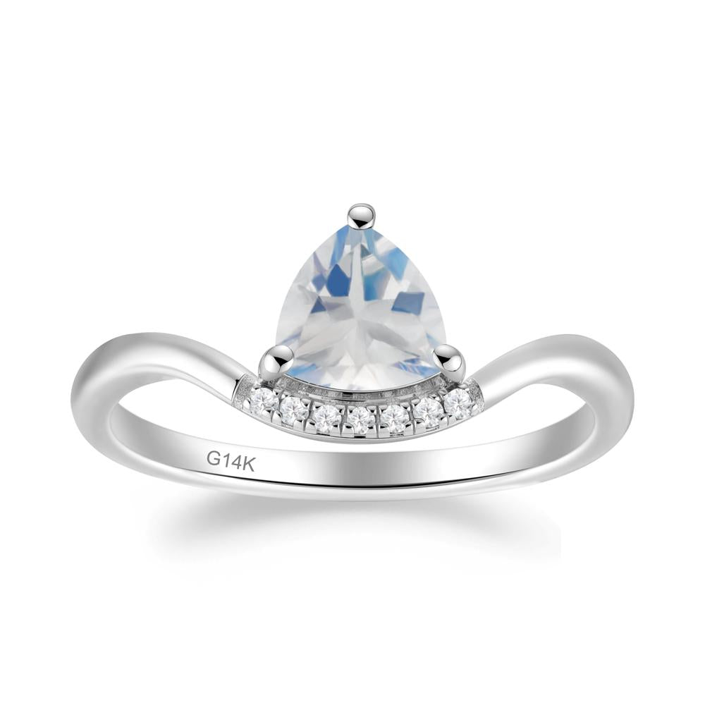 Unique Trilliant Cut Moonstone Ring - LUO Jewelry #metal_14k white gold