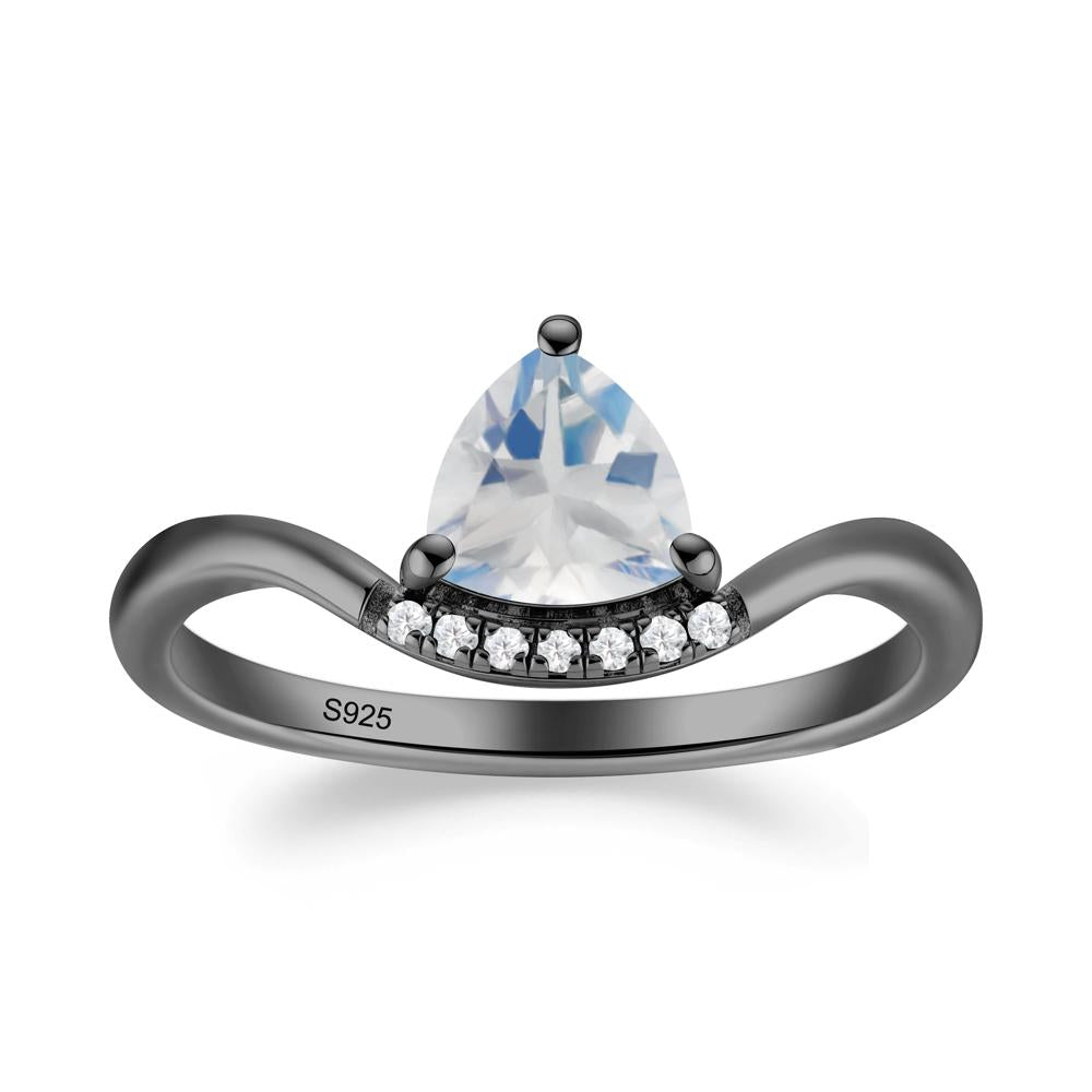 Unique Trilliant Cut Moonstone Ring - LUO Jewelry #metal_black finish sterling silver
