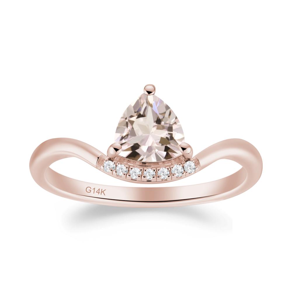 Unique Trilliant Cut Morganite Ring - LUO Jewelry #metal_14k rose gold