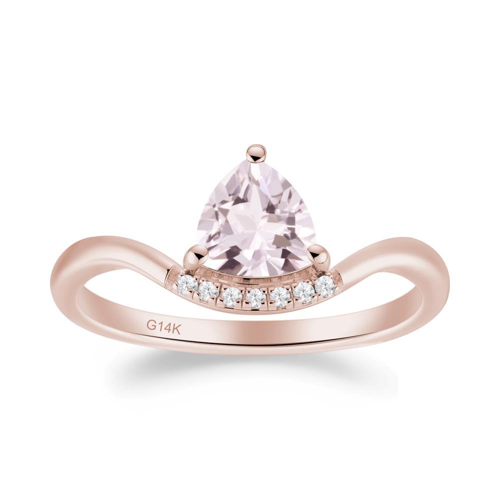 Unique Trilliant Cut Morganite Ring - LUO Jewelry #metal_14k rose gold