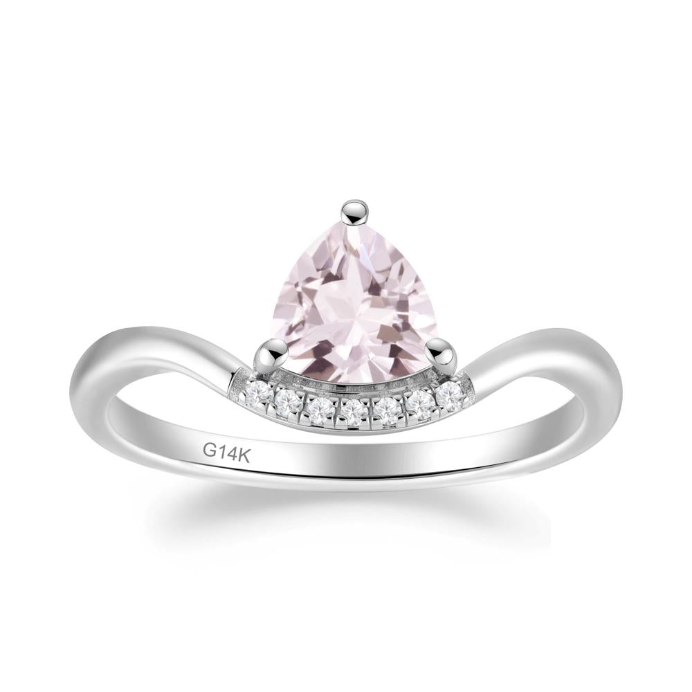 Unique Trilliant Cut Morganite Ring - LUO Jewelry #metal_14k white gold