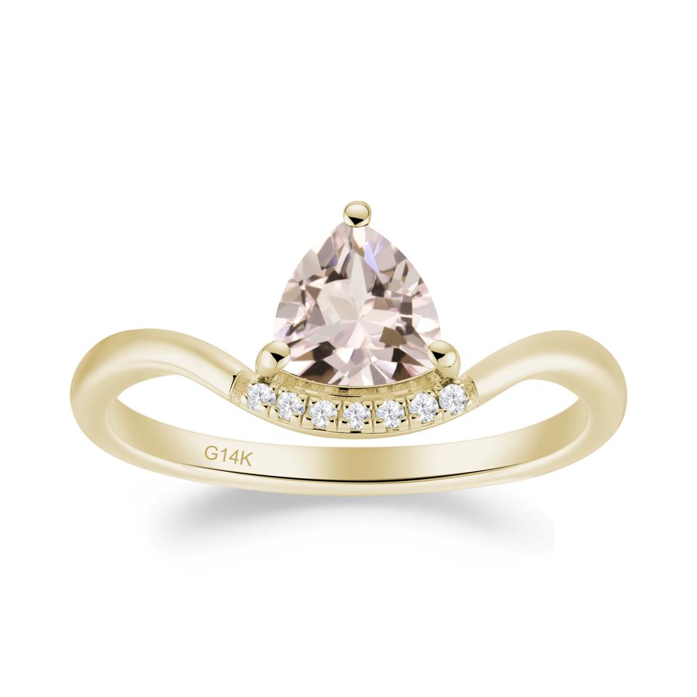 Unique Trilliant Cut Morganite Ring - LUO Jewelry #metal_14k yellow gold